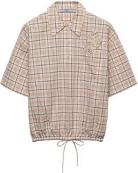 Prada - Cotton Embroidered Check Shirt - Lyst
