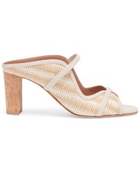 Malone Souliers - Striped Raffia Norah Heeled Sandals 70 - Lyst