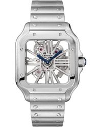 Cartier - Large Steel Santos De Skeleton Watch - Lyst
