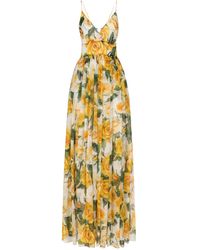 Dolce & Gabbana - Silk-blend Floral Maxi Dress - Lyst
