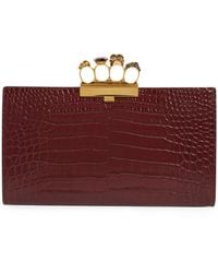 Alexander McQueen - Croc-embossed Leather Skull Four-ring Pouch - Lyst