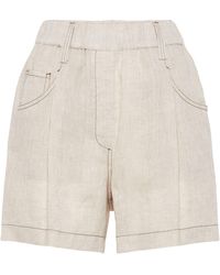 Brunello Cucinelli - Lessivé Linen Tailored Shorts - Lyst