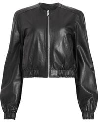AllSaints - Leather Everly Bomber Jacket - Lyst