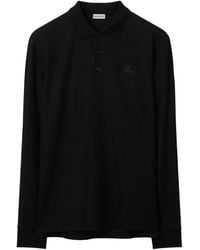 Burberry - Long-Sleeve Cotton Polo Shirt - Lyst