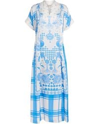 VERANDAH - Printed Gingham Kaftan Maxi Dress - Lyst