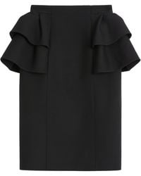 Valentino - Wool-Silk Ruffled Midi Skirt - Lyst