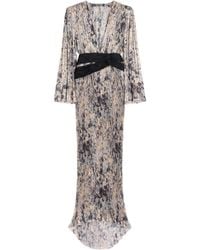 Valentino - Silk Printed Pleated Gown - Lyst
