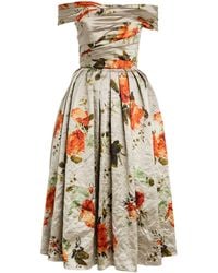 Erdem - Off-the-shoulder Rose Print Dress - Lyst