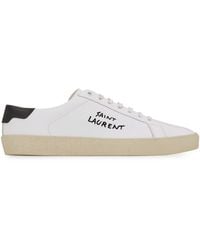 Saint Laurent - Embroidered Sneakers In Canvas And Smooth Leather - Lyst