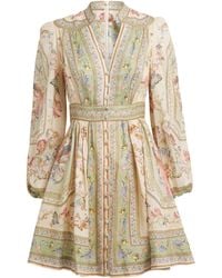 Zimmermann - Linen Roselight Plunge Mini Dress - Lyst