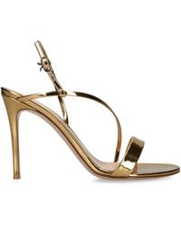 Gianvito Rossi - Metallic Leather Manhattan Heeled Sandals 95 - Lyst