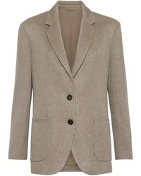 Brunello Cucinelli - Cotton-Blend Ribbed Blazer - Lyst