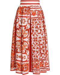 Dolce & Gabbana - Cotton Majolica Midi Skirt - Lyst
