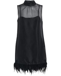 STAUD - Silk Feather-Trim Albee Mini Dress - Lyst