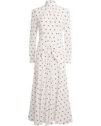 Alessandra Rich - Silk High-Neck Midi Dress - Lyst