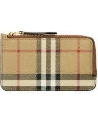Burberry - Check Zip Card Holder - Lyst