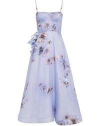 Zimmermann - Linen-Silk Hypnotic Picnic Midi Dress - Lyst