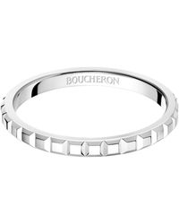 Boucheron - Mini Platinum Clou De Paris Wedding Band - Lyst