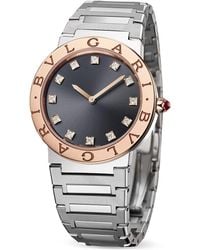BVLGARI - Stainless Steel, Rose And Diamond Watch - Lyst