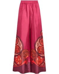 La DoubleJ - Silk Palazzo Placée Wide-Leg Trousers - Lyst