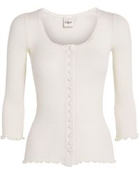 Chloé - Cotton-Silk Ribbed Cardigan - Lyst