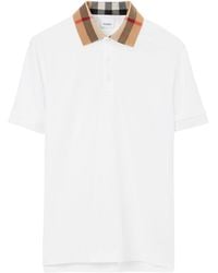 Burberry - Check Collar Polo Shirt - Lyst
