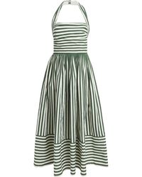 Carolina Herrera - Cotton-Blend Stripe Halterneck Midi Dress - Lyst