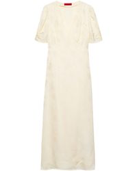 MAX&Co. - Satin V-Neck Midi Dress - Lyst