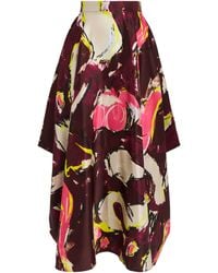 ROKSANDA - Satin Printed Amari Midi Skirt - Lyst