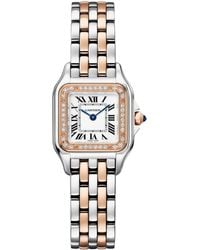 Cartier - Small Rose And Diamond Panthère De Watch - Lyst
