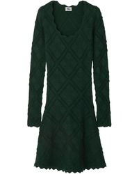 Burberry - Diamond-quilt Wool-blend Midi-dress - Lyst