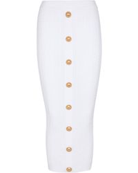 Balmain - Cable-Knit Midi Skirt - Lyst