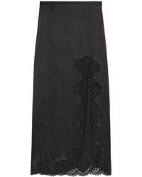 Valentino - Silk Lace-Trim Midi Skirt - Lyst