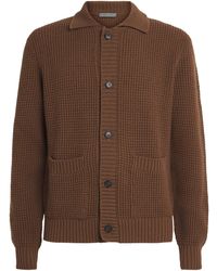 Corneliani - Virgin Wool-Cashmere Waffle-Knit Cardigan - Lyst