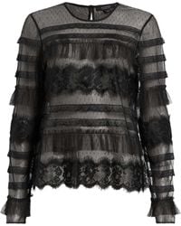 AllSaints - Tulle Arlea Top - Lyst