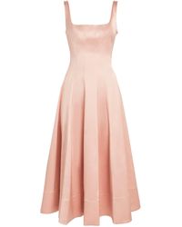 STAUD - Satin Wells Midi Dress - Lyst