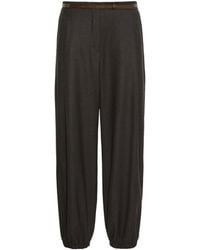 Max Mara - Virgin Wool Belted Tailored Trousers - Lyst
