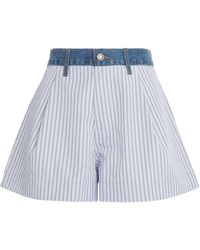 Sandro - Poplin Denim-Trim Shorts - Lyst