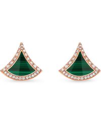 BVLGARI - Rose Gold, Diamond And Malachite Divas' Dream Stud Earrings - Lyst