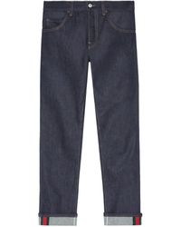 Gucci Tapered Web Stripe Jeans - Blue
