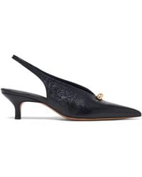 Maje - Snakeskin-Embossed Leather Slingback Heels 50 - Lyst