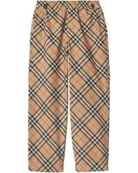 Burberry - Check Twill Trousers - Lyst