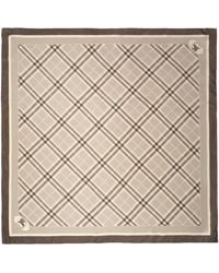 Burberry - Silk Check Knight Stamp Scarf - Lyst