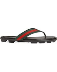 Gucci - Web & Leather Thong Sandals - Lyst