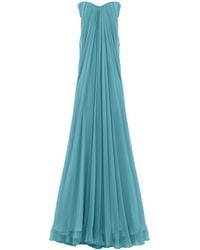 McQueen - Silk Pleated Strapless Gown - Lyst
