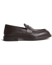 Emporio Armani - Grained Leather Loafers - Lyst