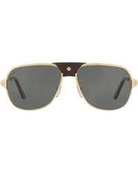 Cartier - Santos De Pilot Sunglasses - Lyst