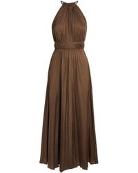 Maje - Satin Pleated Maxi Dress - Lyst