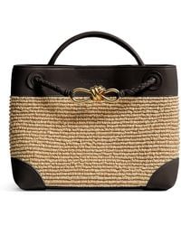 Bottega Veneta - Small Raffia Andiamo Top-Handle Bag - Lyst