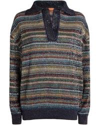 Missoni - Metallic Stripe Polo Shirt - Lyst